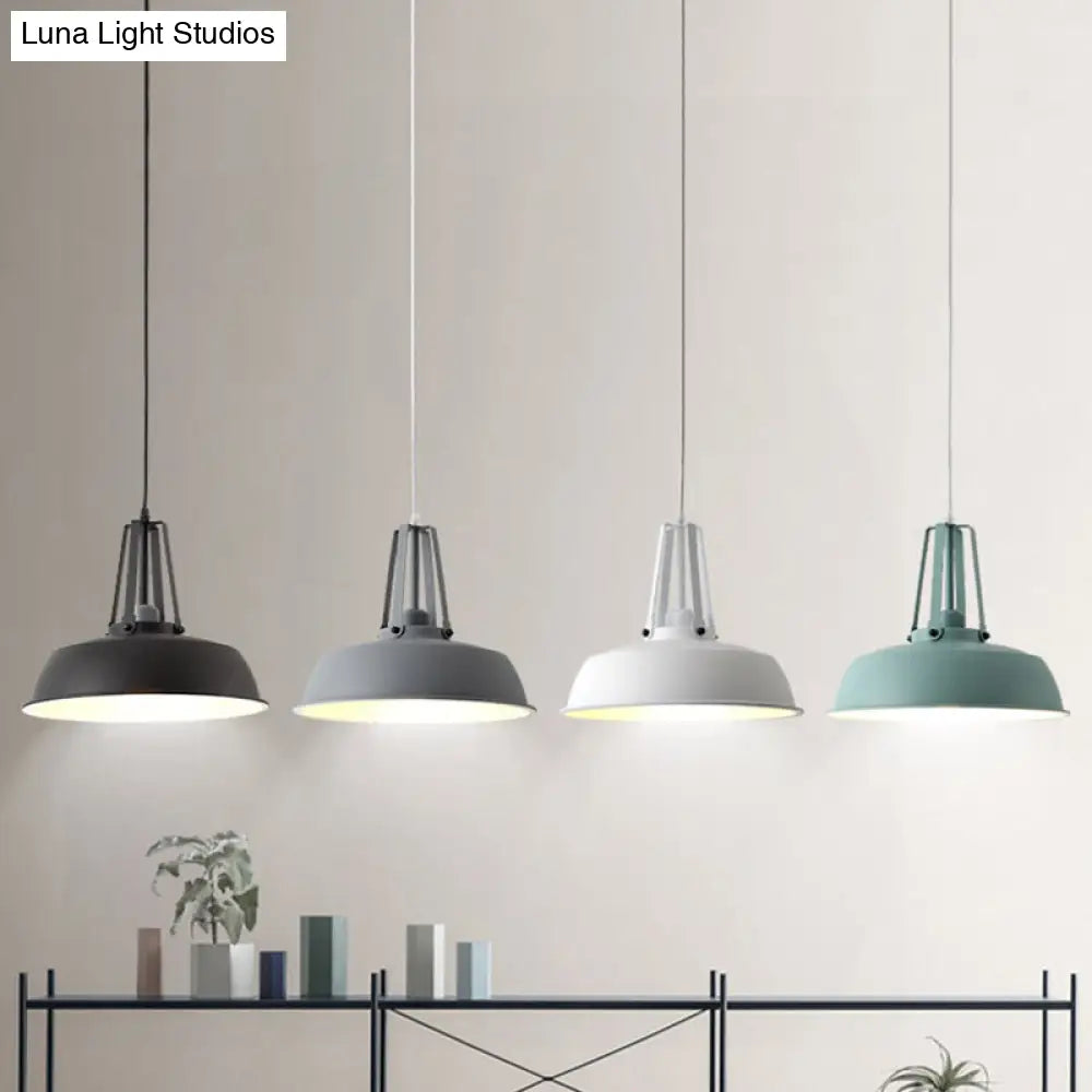 Drum Pendant Light Kit - Minimalist Metal 1 Light - Available in 14’’/18’’ Diameter - Black/White/Grey Hanging Lamp