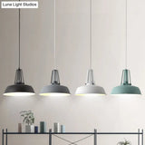 Drum Pendant Light Kit - Minimalist Metal 1 Light - Available in 14’’/18’’ Diameter - Black/White/Grey Hanging Lamp