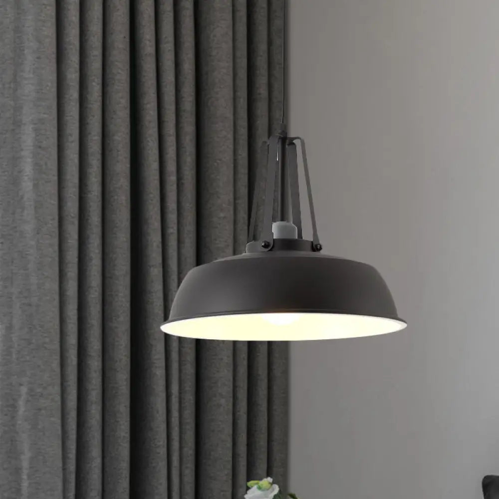 Drum Pendant Light Kit - Minimalist Metal 1 Light - Available in 14’’/18’’ Diameter - Black/White/Grey Hanging Lamp