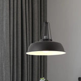Drum Pendant Light Kit - Minimalist Metal 1 Light - Available in 14’’/18’’ Diameter - Black/White/Grey Hanging Lamp
