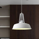 Drum Pendant Light Kit - Minimalist Metal 1 Light - Available in 14’’/18’’ Diameter - Black/White/Grey Hanging Lamp