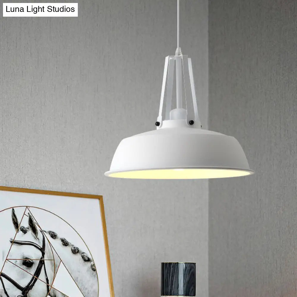 Drum Pendant Light Kit - Minimalist Metal 1 Light - Available in 14’’/18’’ Diameter - Black/White/Grey Hanging Lamp