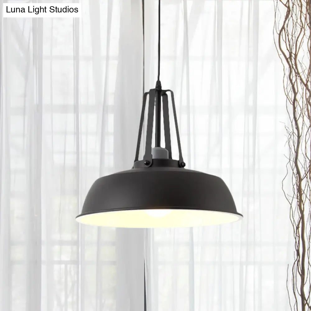 Drum Pendant Light Kit - Minimalist Metal 1 Light - Available in 14’’/18’’ Diameter - Black/White/Grey Hanging Lamp
