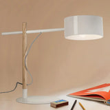 Drum Shade Desk Lamp - Contemporary Steel 1 Light Red/White Reading For Study Room White