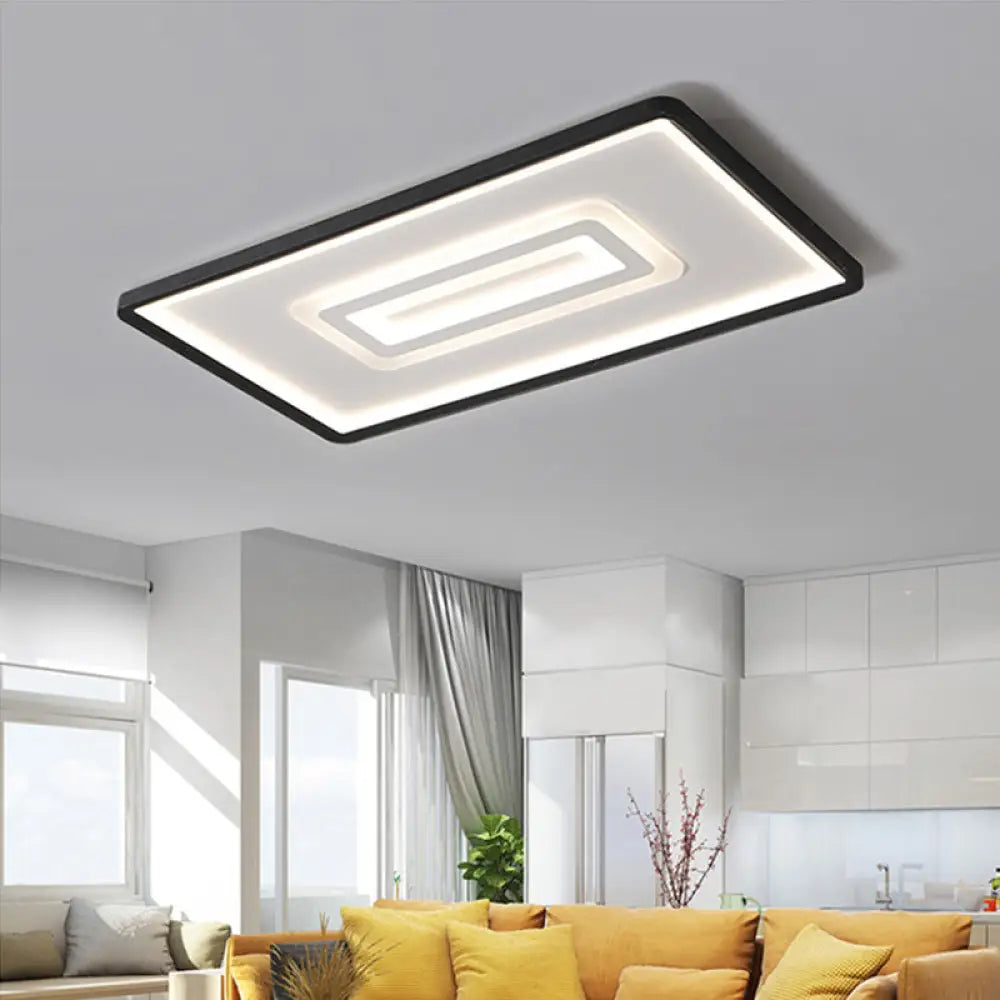Dual Rectangle Flush Nordic Style Black Metal Light - 35.5’/43’ Width Warm/White Stepless
