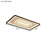 Dual Rectangle Flush Nordic Style Black Metal Light - 35.5’/43’ Width Warm/White Stepless
