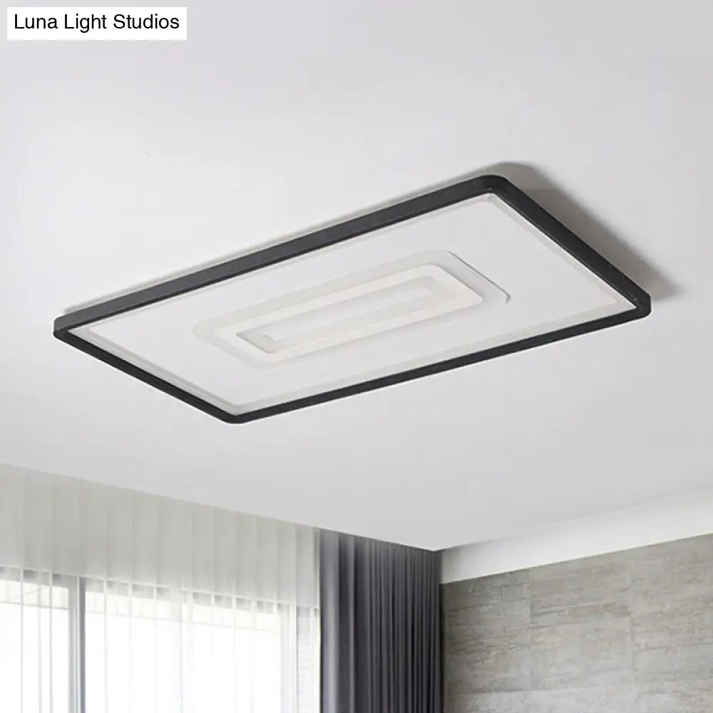 Dual Rectangle Flush Nordic Style Black Metal Light - 35.5’/43’ Width Warm/White Stepless