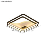 Dual Square Flush Led Black Ceiling Lamp - Minimalist Iron 18’/21.5’ Width Warm/White Light