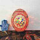 Egg Shaped Hand Rolled Art Glass Night Light - Traditional Bedroom Lamp (1 White/Red/Blue) Red
