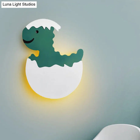Eggette/Dinosaur Wall Lighting Cartoon Acrylic Led Green/Yellow Sconce Lamp For Kids Bedside
