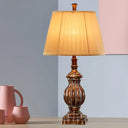 Electra - Brown Antique Style Empire Shade Desk Light 1 Bulb Fabric Night Table Lamp In With Resin