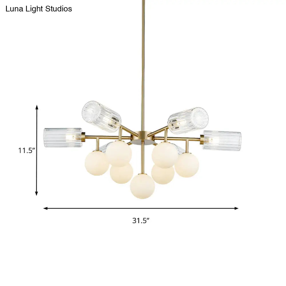 Elegant Brass Chandelier Light - Hanging G4 & G9 Glass 13 Lights Living Room Lighting