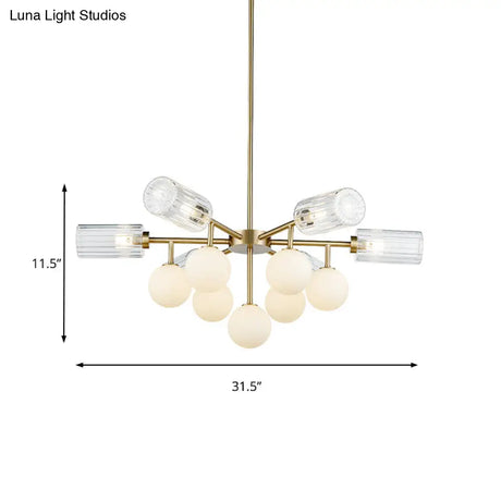 Elegant Brass Chandelier Light - Hanging G4 & G9 Glass 13 Lights Living Room Lighting