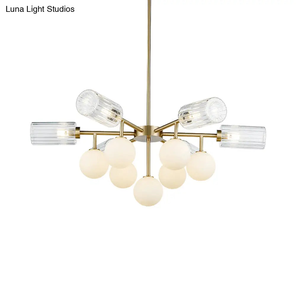 Elegant Brass Chandelier Light - Hanging G4 & G9 Glass 13 Lights Living Room Lighting