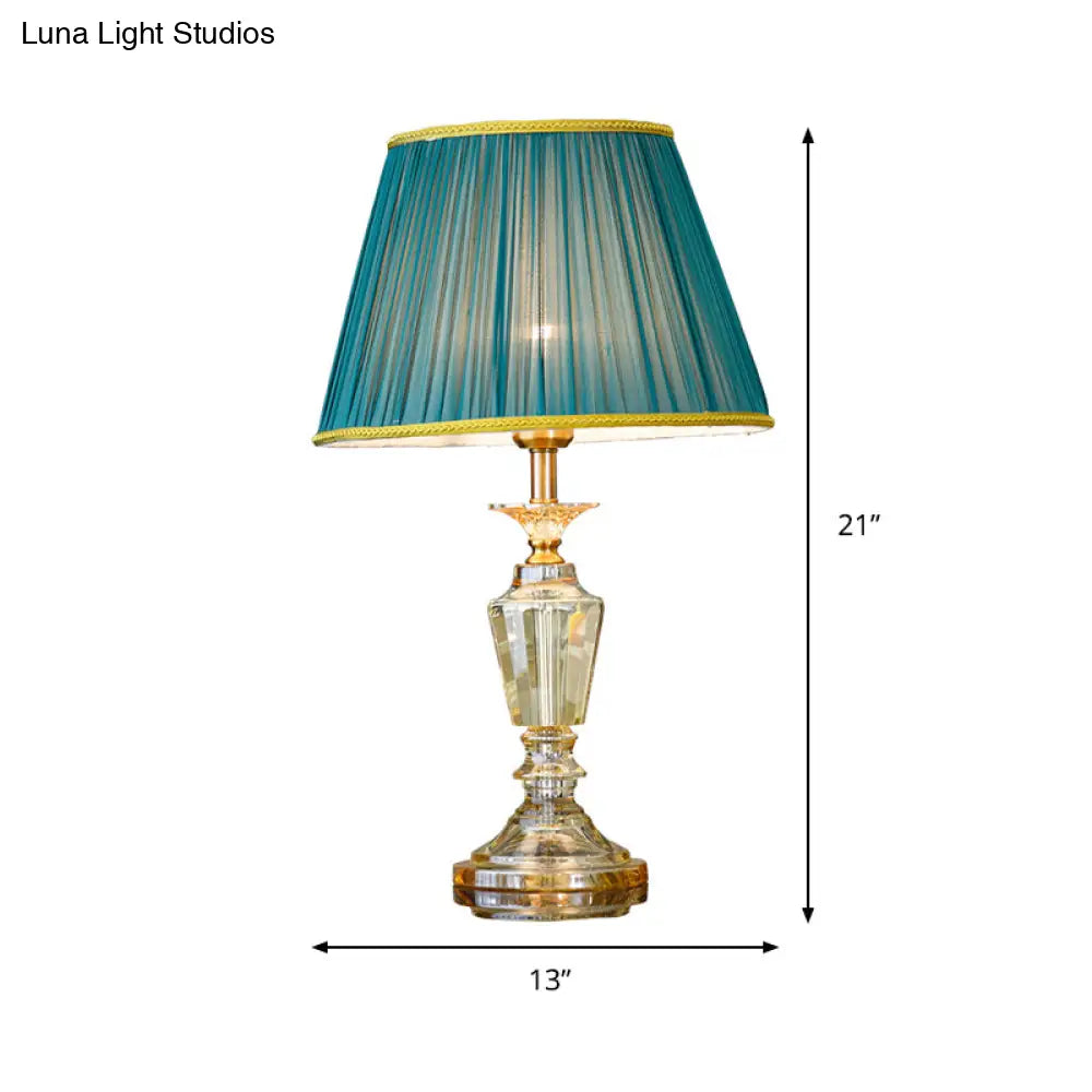Elegant Crystal Nightstand Lamp In Minimalist Green Design With Braided Trim