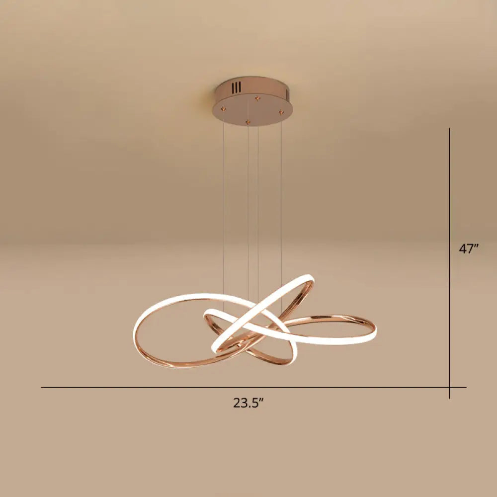 Elegant Led Hanging Pendant Lamp With Acrylic Shade - Twisting Chandelier Design Gold