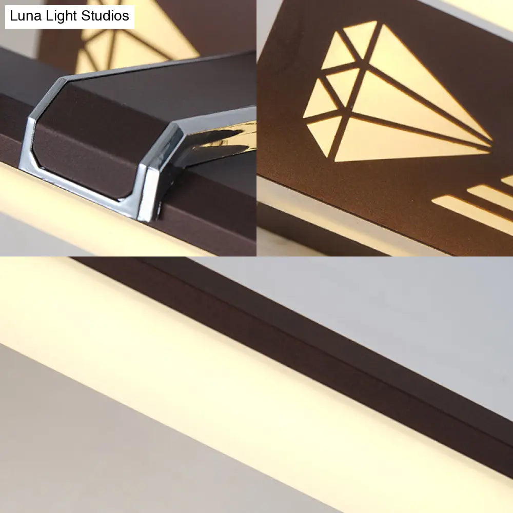 Elegant Metal Led Vanity Light - Brown Elongated Sconce Lamp (16.5/23 Wide) For Bathroom In