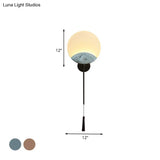Elegant Oval Corridor Mountain Wall Mural Led Oriental Style Light Fixture In Silver/Brown