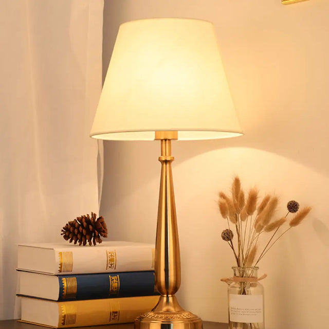 Elena - Floral/Conical Table Lamp Gold / A
