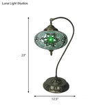 Éléonore - Stained Glass Oblong Night Light Table Lamp Single Head Curved Arm