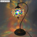Éléonore - Stained Glass Oblong Night Light Table Lamp Single Head Curved Arm