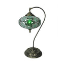 Éléonore - Stained Glass Oblong Night Light Table Lamp Single Head Curved Arm Green