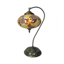 Éléonore - Stained Glass Oblong Night Light Table Lamp Single Head Curved Arm Yellow