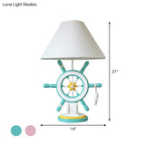 Elisa - Kids Rudder Resin Task Light Children Single Head Pink/Green Desk Lamp With Barrel White
