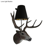 Elk Sconce Lamp: Traditional Black Resin Wall Mounted Light For Dining Room With Tapered Fabric