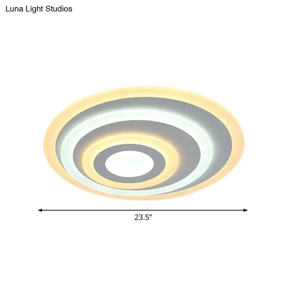 Ellipse Flushmount Acrylic Led Ceiling Fixture - 14’/19.5’/23.5’ Wide White Warm/White Light