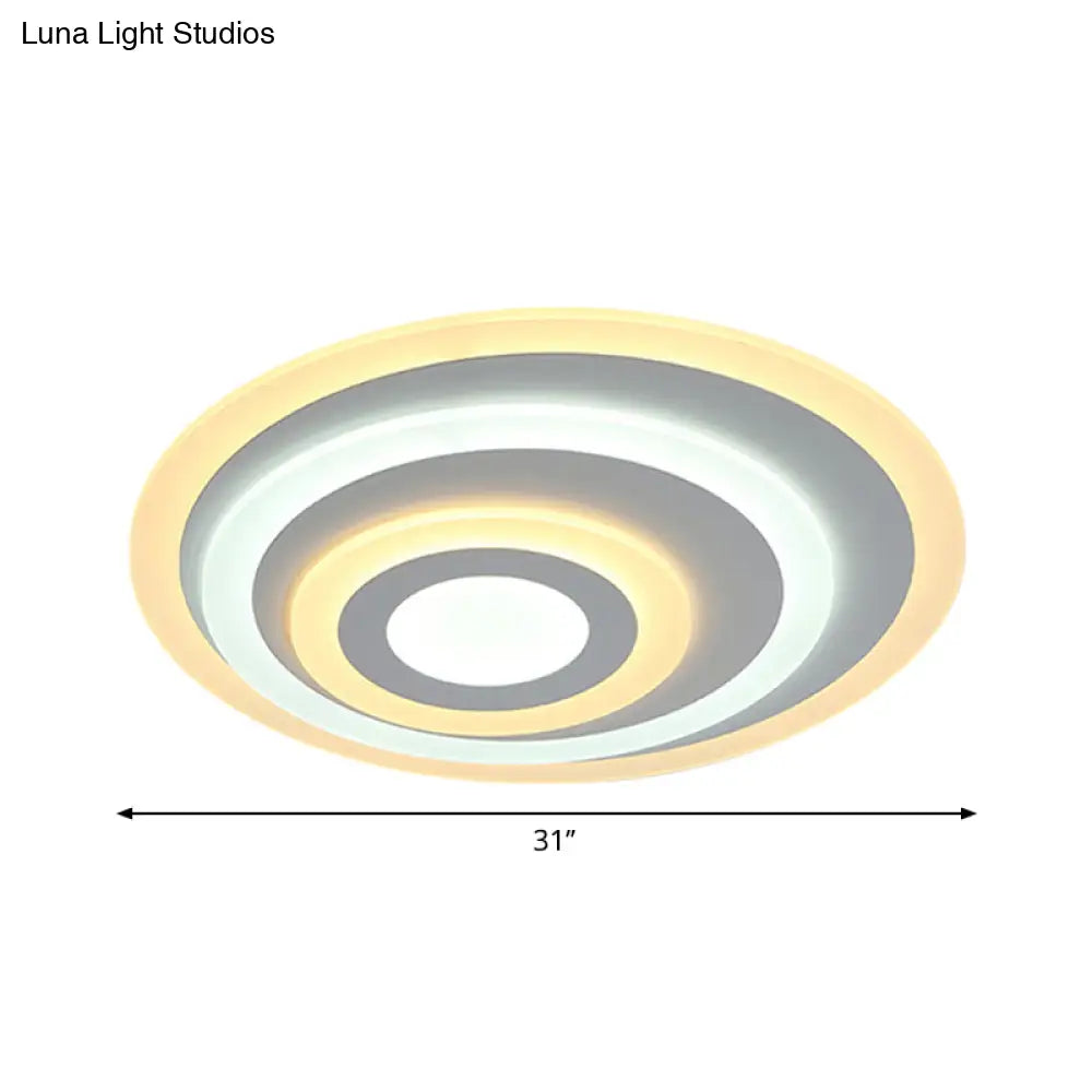 Ellipse Flushmount Acrylic Led Ceiling Fixture - 14’/19.5’/23.5’ Wide White Warm/White Light