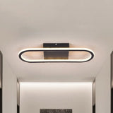 Ellipse Led Ceiling Light - 15’/19’ Metal Flush Mount Simple Black/White Design White/Warm Glow