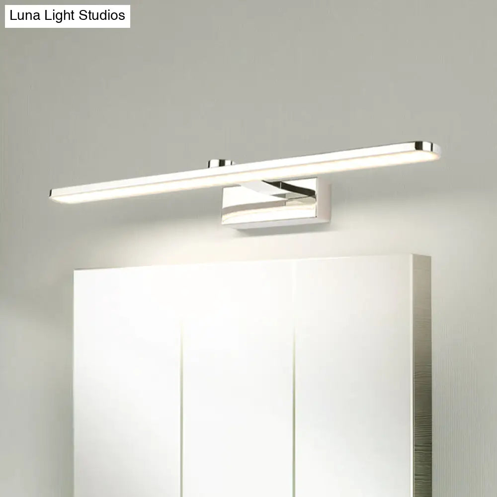 Elongated Acrylic Vanity Lighting 16/17/23 Led Wall Light Sconce For Bathroom White Finish