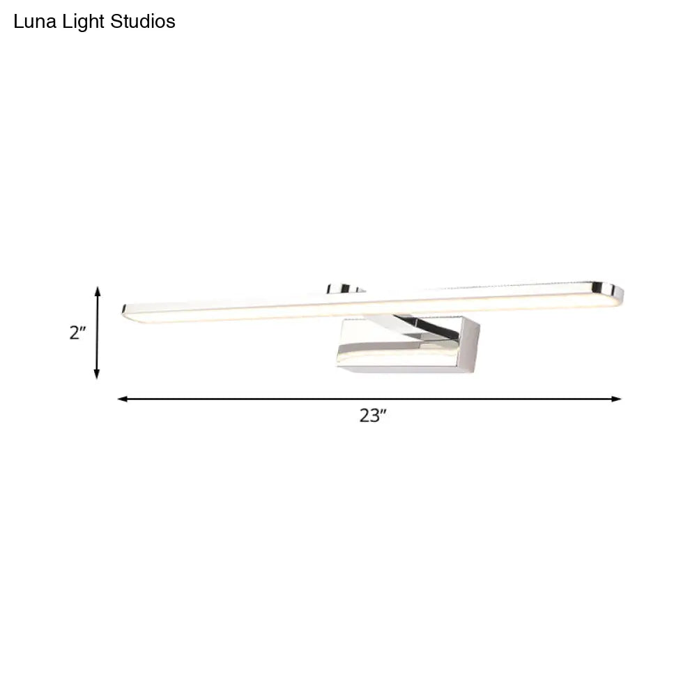 Elongated Acrylic Vanity Lighting 16/17/23 Led Wall Light Sconce For Bathroom White Finish