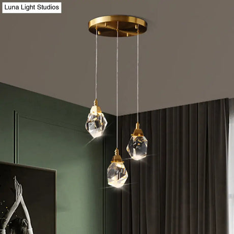 Emily - Gemstone Led Pendant Light: Artistic Brass Fixture For Dining Room