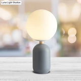 Estelle - White Global Glass Night Table Lamp Nordic 1-Bulb Grey/White/Pink Reading Book Light With