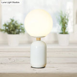 Estelle - White Global Glass Night Table Lamp Nordic 1-Bulb Grey/White/Pink Reading Book Light With