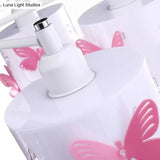 Etched Butterfly Pink Semi Flush Ceiling Light With Contemporary Cylinder Design
