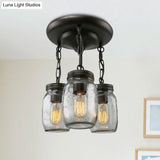 Etched Clear Glass Mason Jar Semi Flush Industrial Light Fixture - Ideal For Dining Room 3/5 - Bulb