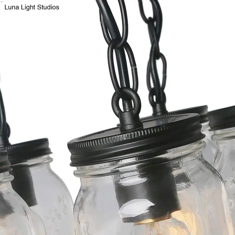 Etched Clear Glass Mason Jar Semi Flush Industrial Light Fixture - Ideal For Dining Room 3/5 - Bulb