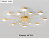 Europe Ceiling Lamp Contracted Modern 16 Heads Led Gold Indoor Light Restaurant Living Room Bedroom