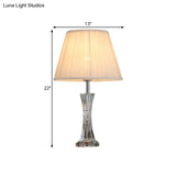 Eva - Pleated Lampshade Table Light: Traditional Crystal Night Stand Lamp Beige