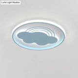 Extra Thin Iron Ceiling Lamp: Cartoon Pink/Blue Led Flush Mount Light For Kindergarten