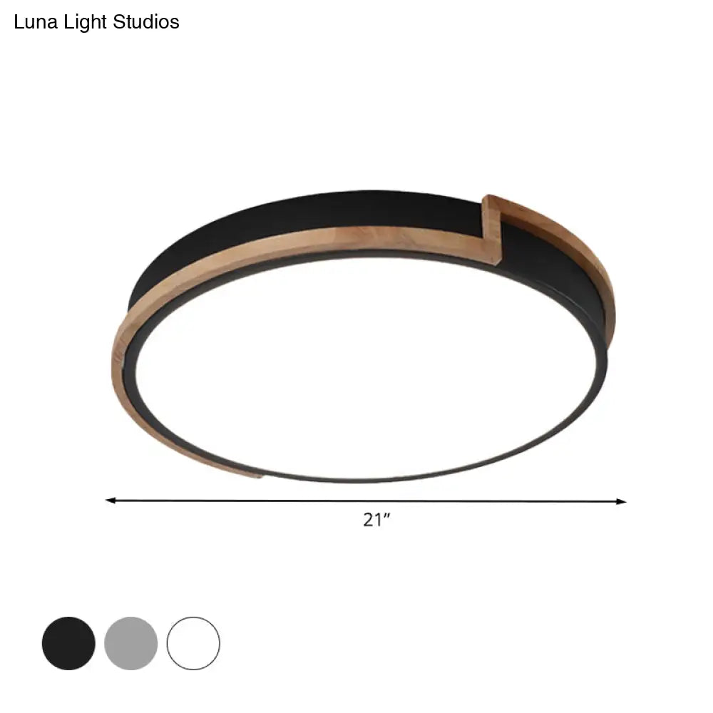 Eye - Caring Slim Drum Led Ceiling Light For Bedroom - Choice Of 3 Sizes In Black Grey Or White