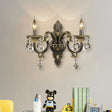 Faceted Crystal Finial Black And Gold Sconce Candlestick - Nordic Wall Light With 2 Lights