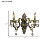Faceted Crystal Finial Black And Gold Sconce Candlestick - Nordic Wall Light With 2 Lights