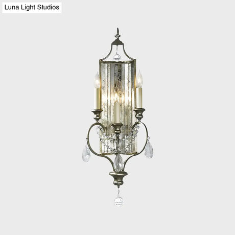 Faceted Crystal Silver Wall Sconce Candelabra For Living Rooms 1/3-Head Fixture