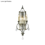 Faceted Crystal Silver Wall Sconce Candelabra For Living Rooms 1/3-Head Fixture