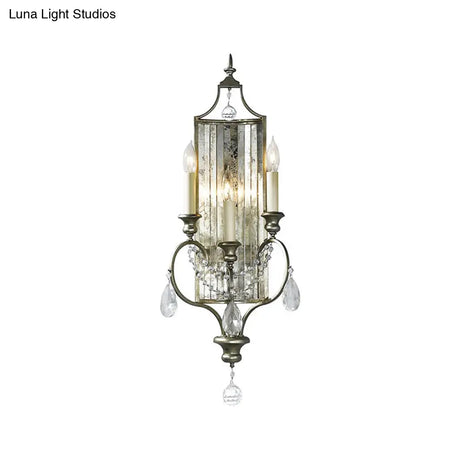 Faceted Crystal Silver Wall Sconce Candelabra For Living Rooms 1/3-Head Fixture