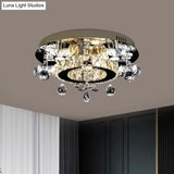 Faceted Crystal Star Semi Flush Lamp - Led Ceiling In Chrome Warm/White Light